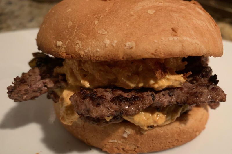 Green Chile Smash Burgers (with pimiento cheese)